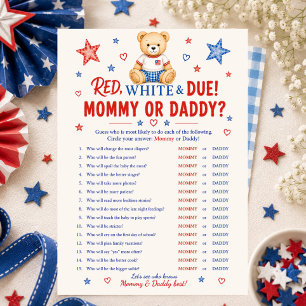 Red White & Due Mommy oder Daddy Spiel Einladung