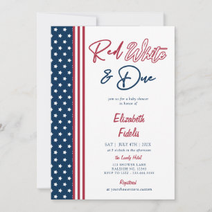 Red White & Due Stars 4. Juli Babydusche Einladung