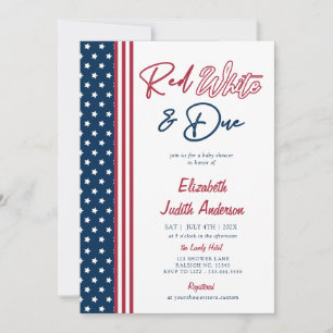 Red White & Due Stars 4. Juli Babydusche Einladung