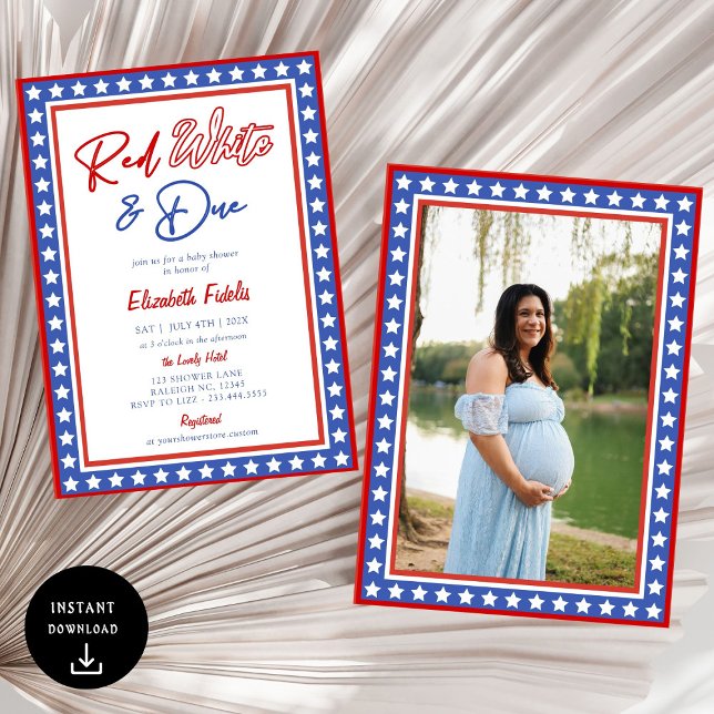 Red White & Due Stars 4. Juli Babydusche Einladung (Von Creator hochgeladen)