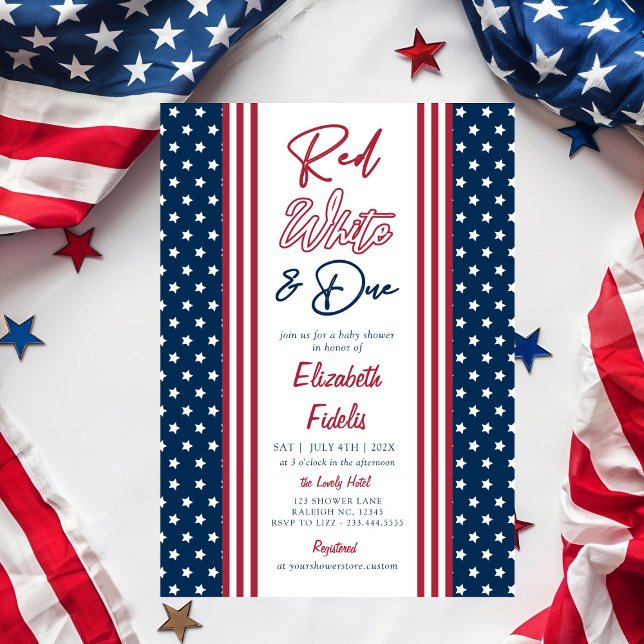 Red White & Due Stars 4. Juli Babydusche Einladung (Von Creator hochgeladen)