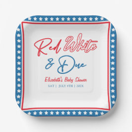 Red White & Due Stars 4. Juli Babydusche Pappteller