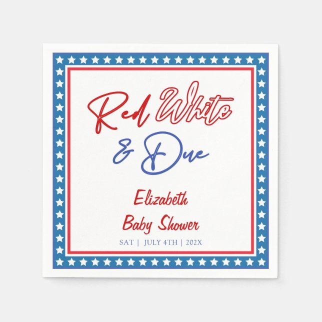 Red White & Due Stars 4. Juli Babydusche Serviette (Vorderseite)