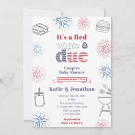 Red White Due Summer Baby Dusche Party Einladung