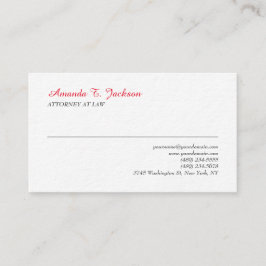 Red White Elegant Schlicht Beruflich Minimalistisc Visitenkarte