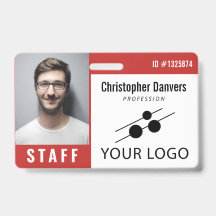 Red White Employee ID Foto & Large Logo