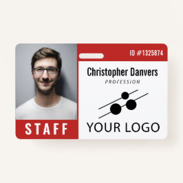 Red White Employee ID Foto & Large Logo Ausweis