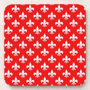 Red White Fleur-de-lis Getränkeuntersetzer