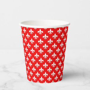 Red White Fleur-de-lis Pappbecher