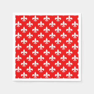 Red White Fleur-de-lis Serviette
