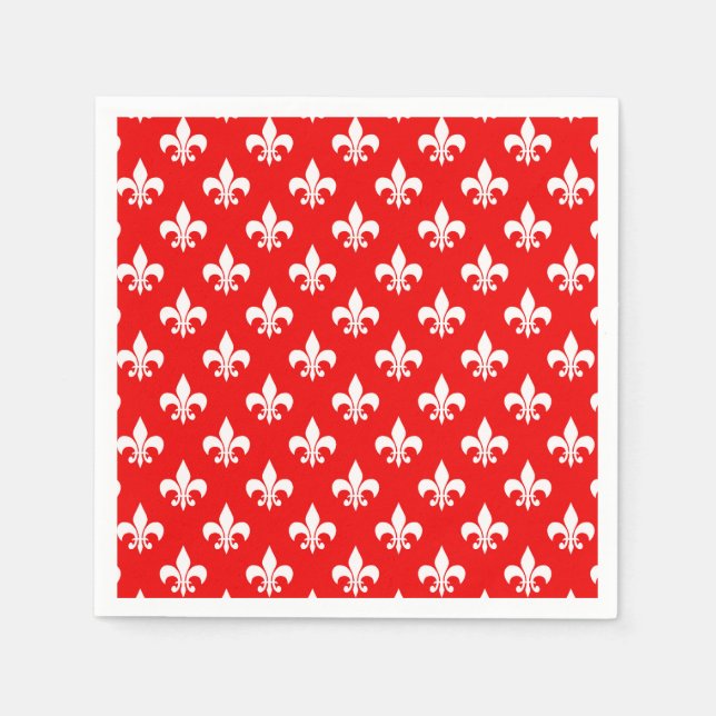 Red White Fleur-de-lis Serviette (Vorderseite)