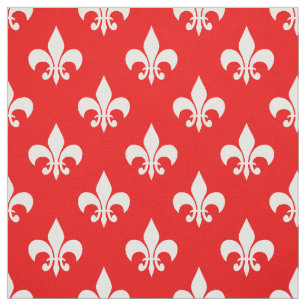 Red White Fleur-de-lis Textile Stoff