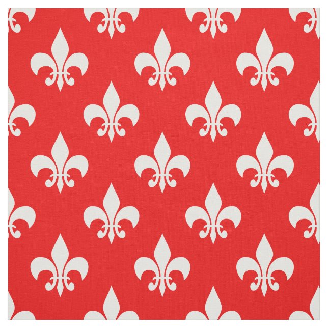 Red White Fleur-de-lis Textile Stoff (Muster)