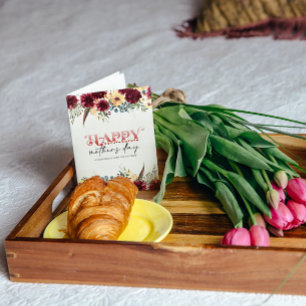 Red White Floral Happy Mütter Day Grußkarte