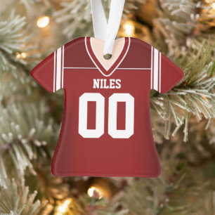Red/White Football Jersey Ornament