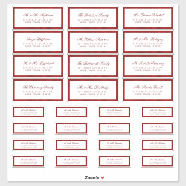 Red White Frame Mixed Guest Address Labels (Blatt)