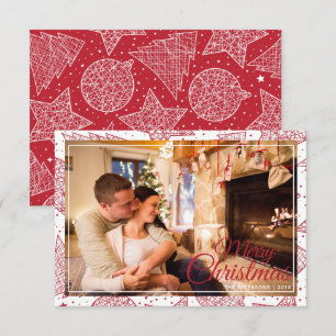 Red & White Frohe Weihnachten Familienurlaub Foto Einladung