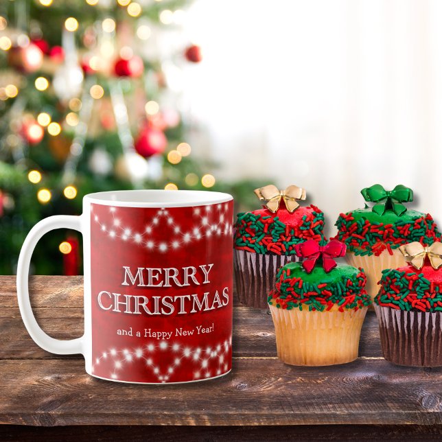 Red White frohe Weihnachten Lichter glücklich Neue Kaffeetasse (Von Creator hochgeladen)