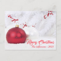 Red & White Frohe Weihnachtsballes Ornamente