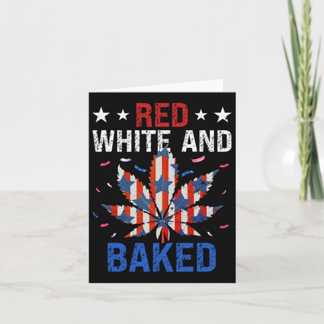 Red White Funny Baked Weed Karte (Vorderseite)