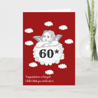 Red White Funny Cheeky Cherub Angel 60. Geburtstag