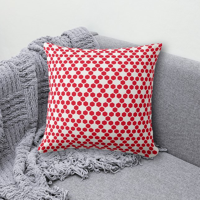Red White Geometric Hexagon Muster Kissen (Von Creator hochgeladen)