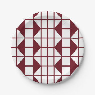 Red White Geometric Party Pappteller