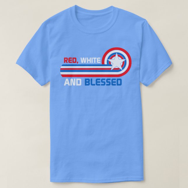 Red White Gesegnet 4. Juli T-Shirt (Design vorne)