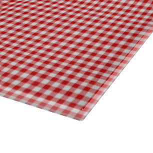 Red-White Gingham-15 x 11 GLASS CUTTING BOARD Schneidebrett