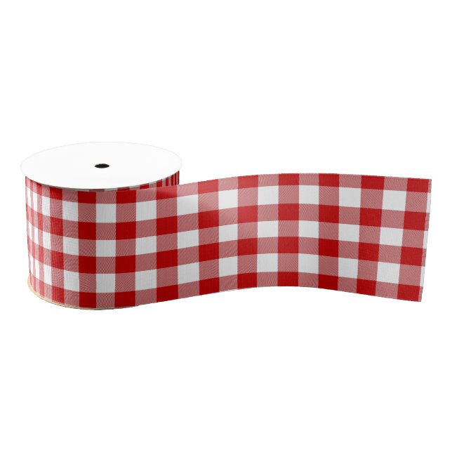 Red & White Gingham 3 Zoll Ripsband (Spule)