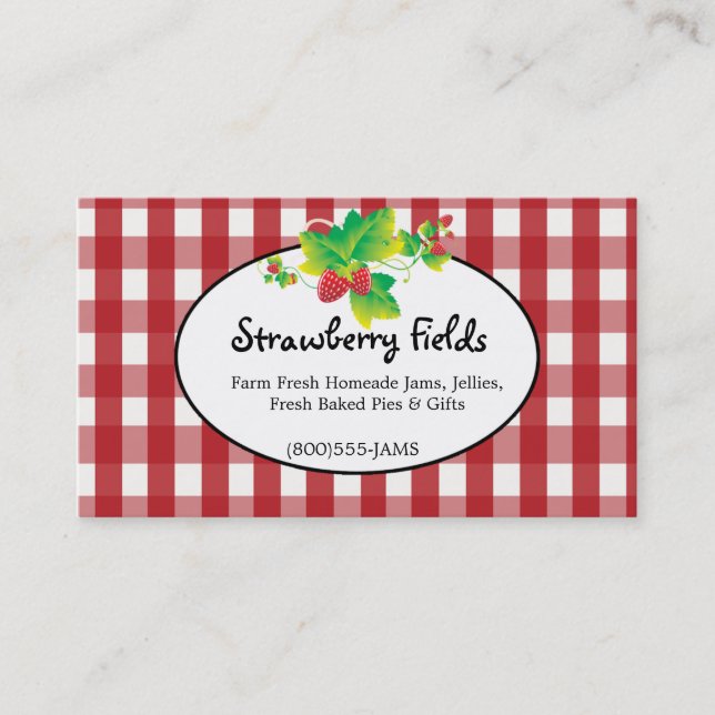 Red & White Gingham Country Business Card Visitenkarte (Vorderseite)