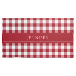 Red & White Gingham Farmhouse Muster Name Pillow Kissenbezug