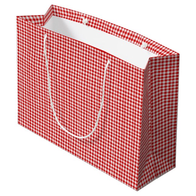 Red-White Gingham-GIFT BAG L Große Geschenktüte (Rückseite Schrägansicht)