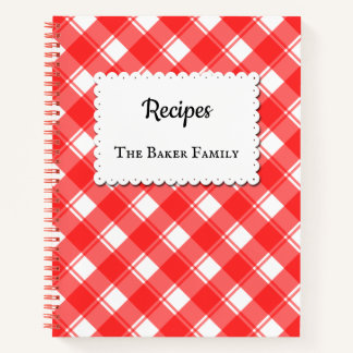 Red White Gingham Kariertes Rezept Buch