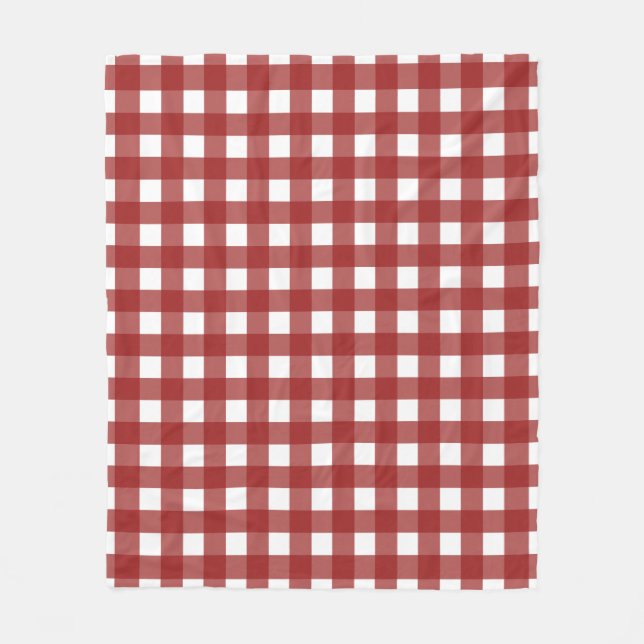 Red White Gingham Karo Kariert Fleecedecke (Vorderseite)