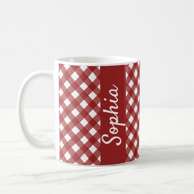 Red White Gingham Karo Kariert Kaffeetasse (Links)