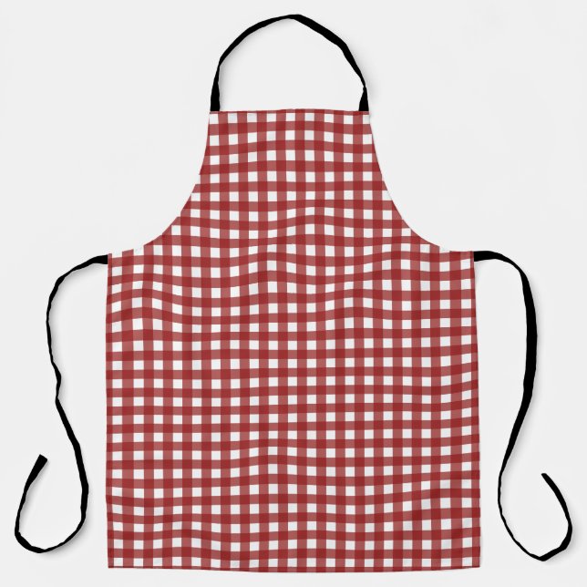 Red White Gingham Karo Kariert Schürze (Vorderseite)
