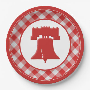 Red/White Gingham Liberty Bell 4. GRILLEN Party Pappteller