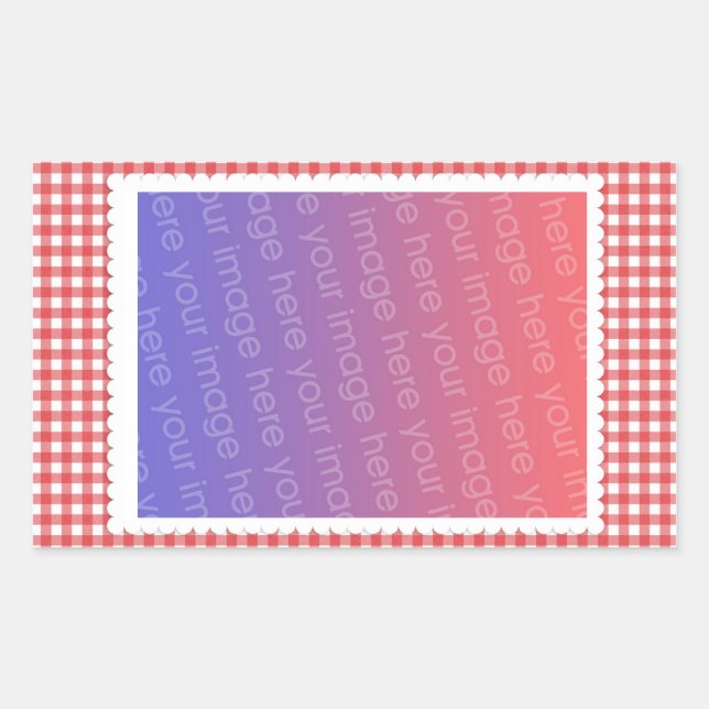 Red White Gingham Pattern Foto Template Sticker (Vorderseite)