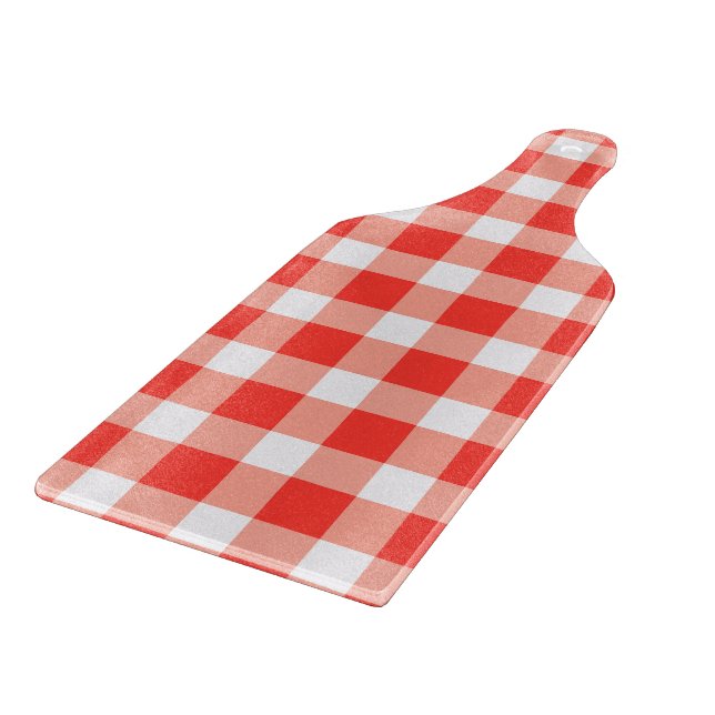 Red White Gingham Pattern Schneidebrett (Ecke)
