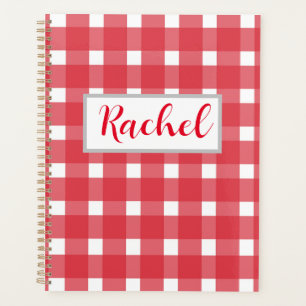 Red White Gingham Personalisiert Planner Planer