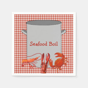 Red White Gingham Seafood Boil Serviette