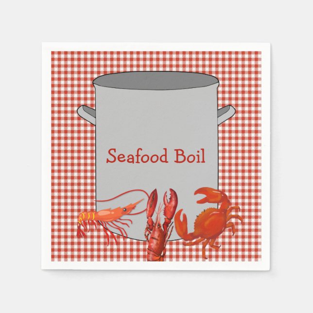 Red White Gingham Seafood Boil Serviette (Vorderseite)