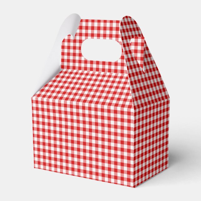Red-White Ginham-GASTGESCHENK BOX, Gable Geschenkschachtel (Vorderseite)