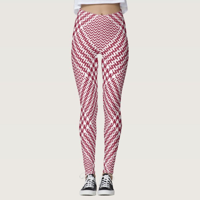 Red White Glen Kariert: Tweed Tartan Leggings (Vorderseite)