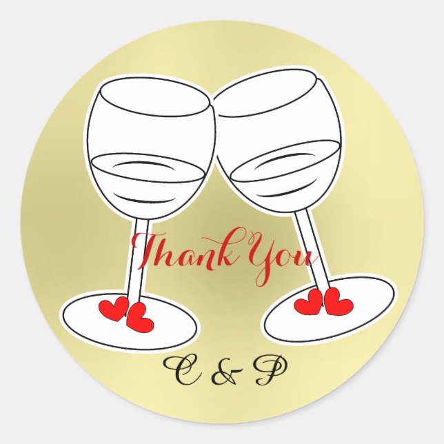 Red White & Gold Celebraton Brillen & Liebe Hearts Runder Aufkleber (Vorderseite)