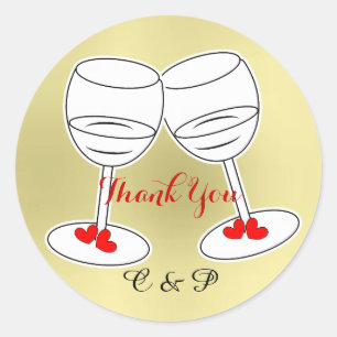 Red White & Gold Celebraton Brillen & Liebe Hearts Runder Aufkleber