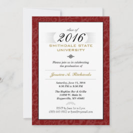Red White & Gold (für sie) Elegant Grad Invite Einladung