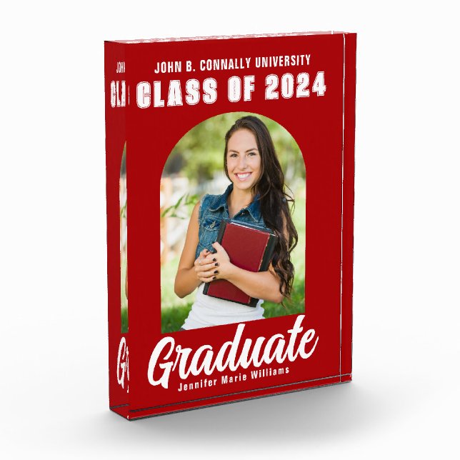 Red White Graduate Modern Arch Graduation Party Fotoblock (Links)