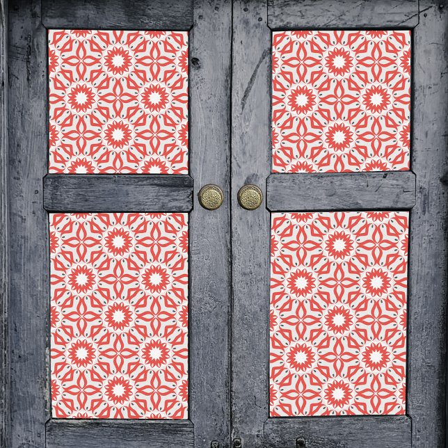 Red White Gray Ethnic Boho Chic Mosaic Geometric Seidenpapier (Von Creator hochgeladen)